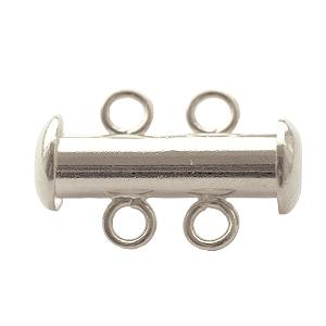 Fermoir coulissant 2 rangs métal finition plaqué argent 16.5mm (1)