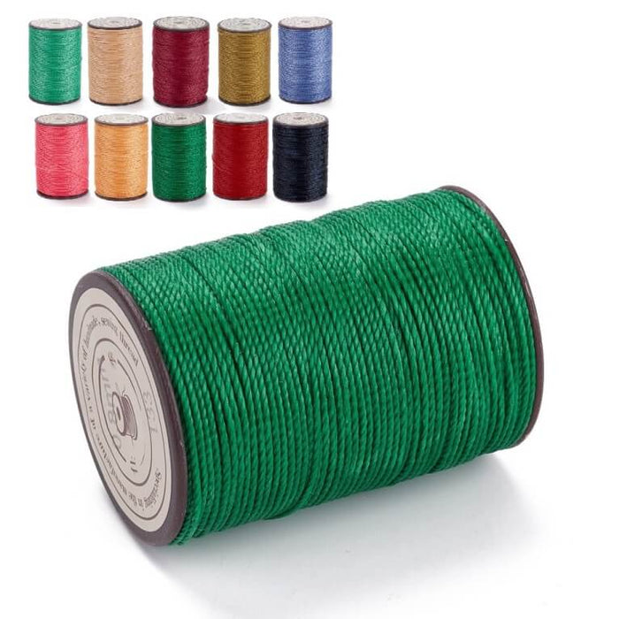 Cordon Polyester Torsadé Ciré Brésilien Vert 0.8mm - Bobine de 50m (1)