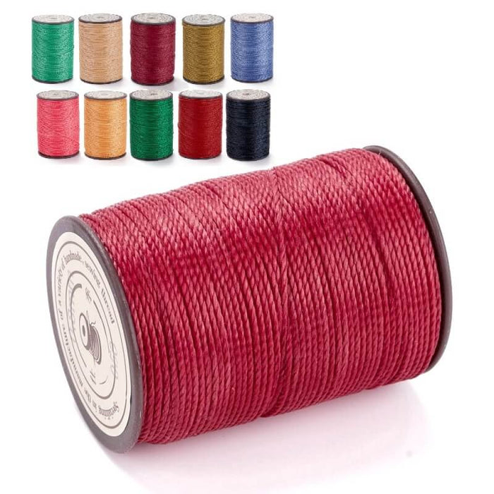 Cordon Polyester Torsadé Ciré Brésilien Rouge Brique - vin 0.8mm - Bobine de 50m (1)