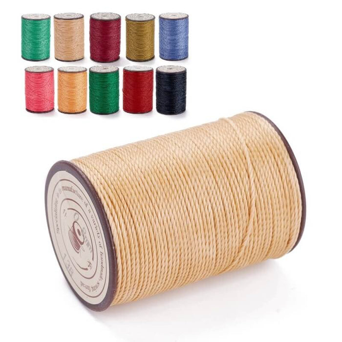 Cordon Polyester Torsadé Ciré Brésilien Beige 0.8mm - Bobine de 50m (1)