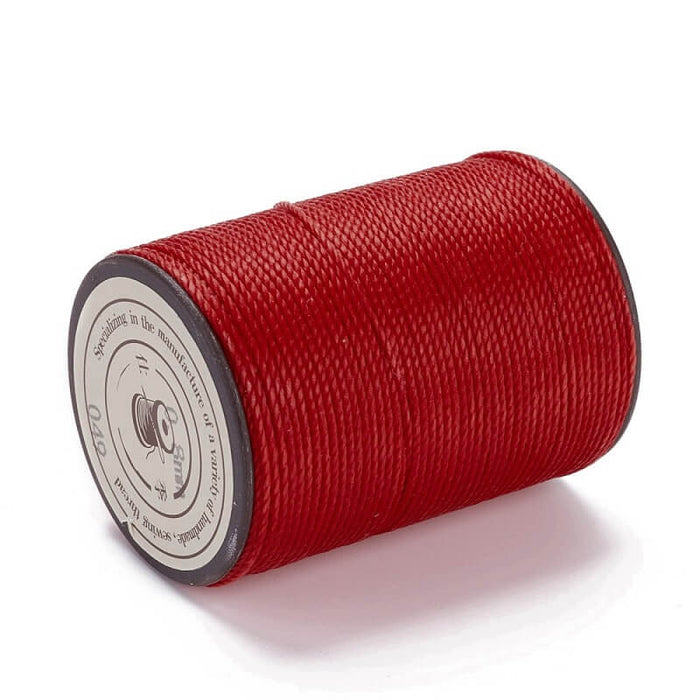 Cordon Polyester Torsadé Ciré Brésilien Rouge 0.8mm - Bobine de 50m (1)