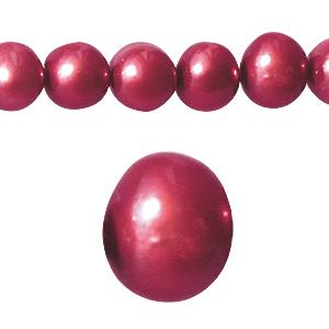 Perles d'eau douce rondes fuchsia 5mm sur fil (1)