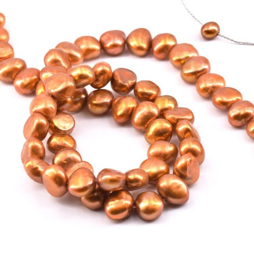 Kaufen Sie Perlen in der Schweiz Süßwasserperlen Kupfer Nuggets 6.5-7mm (1 Strang-41cm)