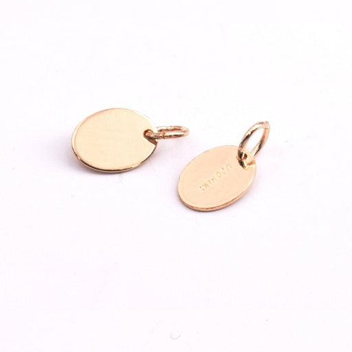 Kaufen Sie Perlen in der Schweiz Mini-Charms Gold Filled oval mit Ring-7.3x5.5mm (2)