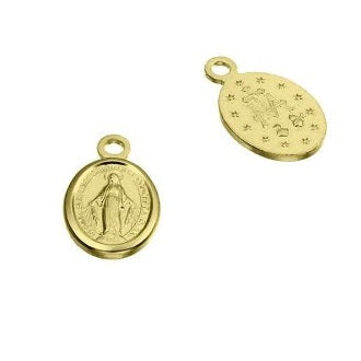 Kaufen Sie Perlen in der Schweiz Ovaler Jungfrau Maria Medaillen-Anhänger 925er Silber vergoldet 1 Mikron 8x6mm (1)