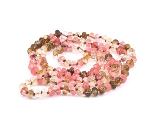 Kaufen Sie Perlen in der Schweiz Lange Halskette Erdbeerquarz 5x8mm, 1m Länge (1Ständer)