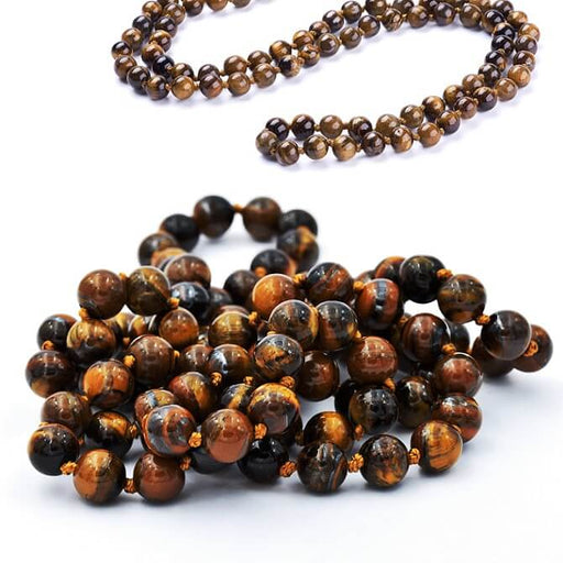 Kaufen Sie Perlen in der Schweiz Tigerauge lange Halskette 8 mm runde Perlen, Länge 91 cm (1)