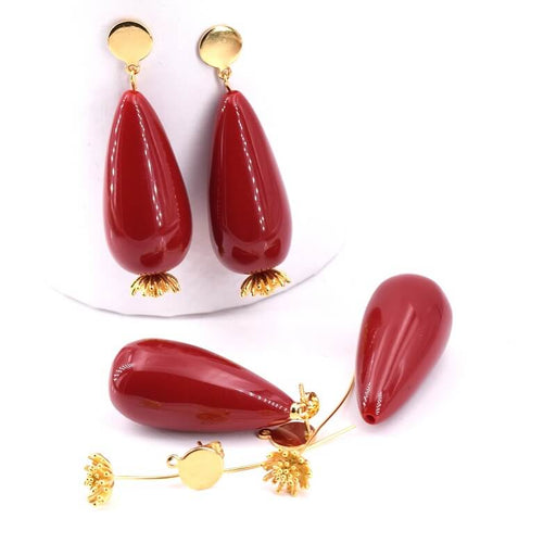 Achat Kit pour Réaliser 2 Boucles d&#39;Oreilles Goutte Couleur Rouge 50mm (1)