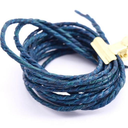 Kaufen Sie Perlen in der Schweiz Lederband Handarbeit gedreht 2mm - Tuareg blau (50cm)