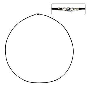 Collier cuir noir et fermoir en argent 925 45cm (1)