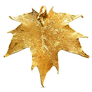 Pendentif véritable feuille d'érable galvanisée or 24K 60mm (1)