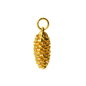 Pendentif véritable pomme de pin galvanisée or 23mm (1)