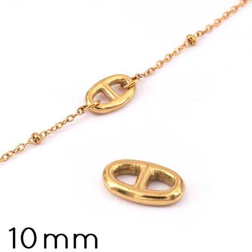 Kaufen Sie Perlen in der Schweiz Edelstahl Gliederverbinder GOLDEN 10x6.5mm (1)