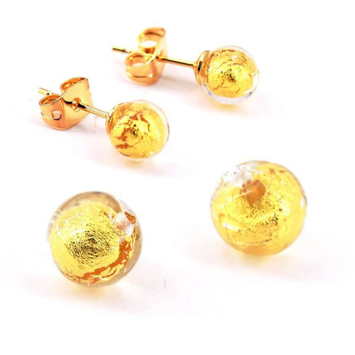Kaufen Sie Perlen in der Schweiz Murano Perlen Rund halbdurchbohrte Kristall und Gold 6mm (2)
