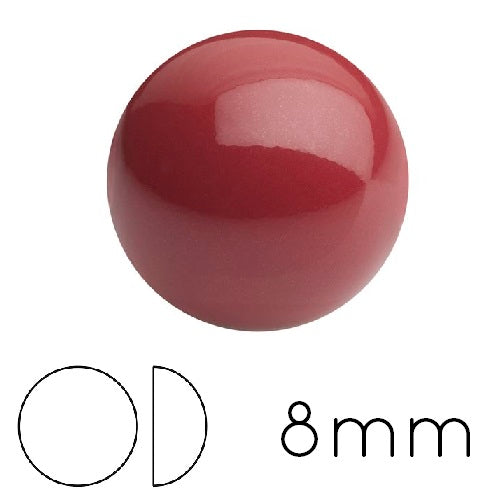 Kaufen Sie Perlen in der Schweiz Runder Cabochon Preciosa lackiert Cranberry 8mm (4)