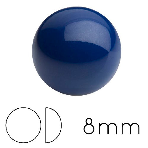 Kaufen Sie Perlen in der Schweiz Runder Cabochon Preciosa lackiert Marineblau - 8mm (4)