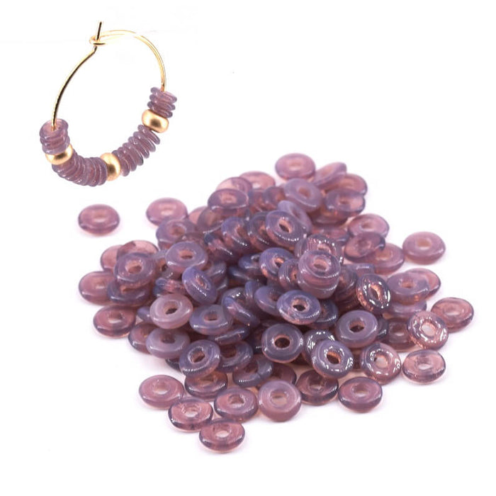 O beads 1x3.8mm Magic Milky Amethyst Heishi (5g)