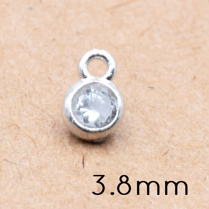 Pendentif Charm Rond en Argent 925 avec Zircon 3.8mm (1)