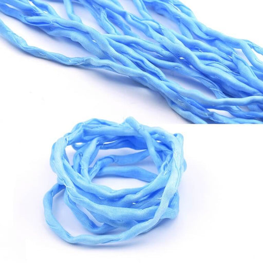 Kaufen Sie Perlen in der Schweiz Handgefärbte echte Seidenschnur Blau Tie and Dye 2mm (1m)