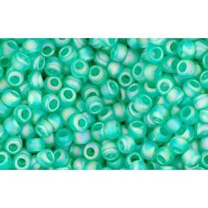 cc164bf - perles de rocaille Toho 11/0 trans-rainbow frosted dark peridot (10g)