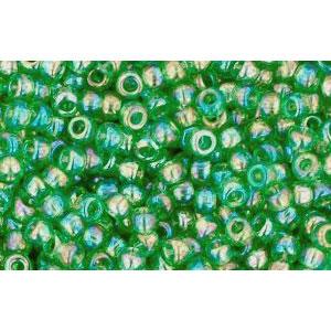 cc167b - perles de rocaille Toho 11/0 transparent rainbow grass green (10g)