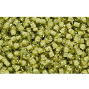 cc246 - perles de rocaille Toho 11/0 luster black diamond/opaque yellow lined (10g)