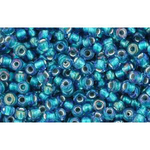 Kaufen Sie Perlen in der Schweiz cc274 - Toho rocailles perlen 11/0 rainbow crystal/green teal lined (10g)