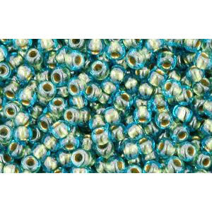 cc284 - Toho rocailles perlen 11/0 aqua/gold lined (10g)