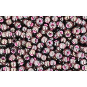 cc367 - Toho rocailles perlen 11/0 lustered black diamond/pink lined (10g)