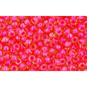 cc979 - Toho rocailles perlen 11/0 light topaz/ neon pink lined (10g)