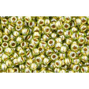 cc991 - perles de rocaille Toho 11/0 gold lined peridot (10g)