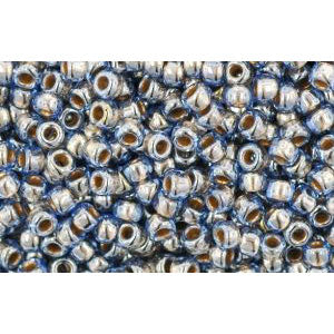 cc992 - perles de rocaille Toho 11/0 gold lined light montana blue (10g)