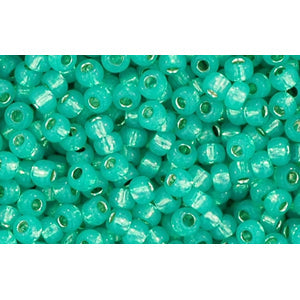 cc2104 - perles de rocaille Toho 11/0 silver lined milky teal (10g)