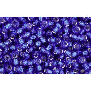 cc28 - perles de rocaille Toho 11/0 silver lined cobalt (10g)