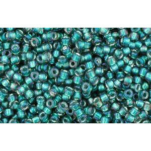 Kaufen Sie Perlen in der Schweiz cc270 - Toho rocailles perlen 15/0 rainbow crystal/prairie green lined (5g)