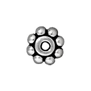 Perle rondelle métal plaqué argent vieilli 6mm (10)