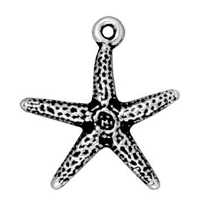 Pendentif étoile de mer métal Argenté vieilli 20mm (1)