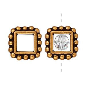 Kaufen Sie Perlen in der Schweiz Rahmen quadrat 9mm antik vergoldet fuer 4mm perlen (1)