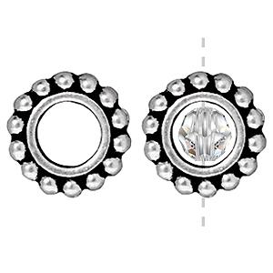Kaufen Sie Perlen in der Schweiz Rahmen rund 11mm antik versilbert fuer 6mm perlen (1)