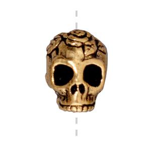 Totenkopfperle 10mm antik vergoldet (1)