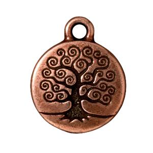 Pendentif arbre métal cuivré vieilli 18mm (1)