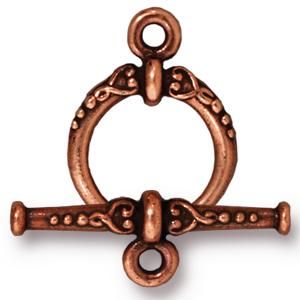 Kaufen Sie Perlen in der Schweiz Ring und Stab Verschluss Schnörkel Antik-Kupferfarben 15x20mm und 25mm (1)