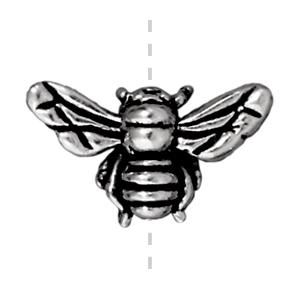 Perle abeille métal Argenté vieilli 15.5x9mm (1)