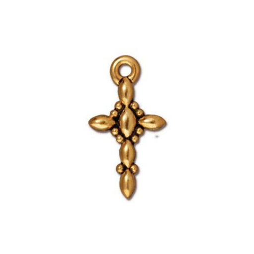 Kaufen Sie Perlen in der Schweiz Charm-Anhänger Retro Kreuz antik hochwertig vergoldet 19x10mm (1)
