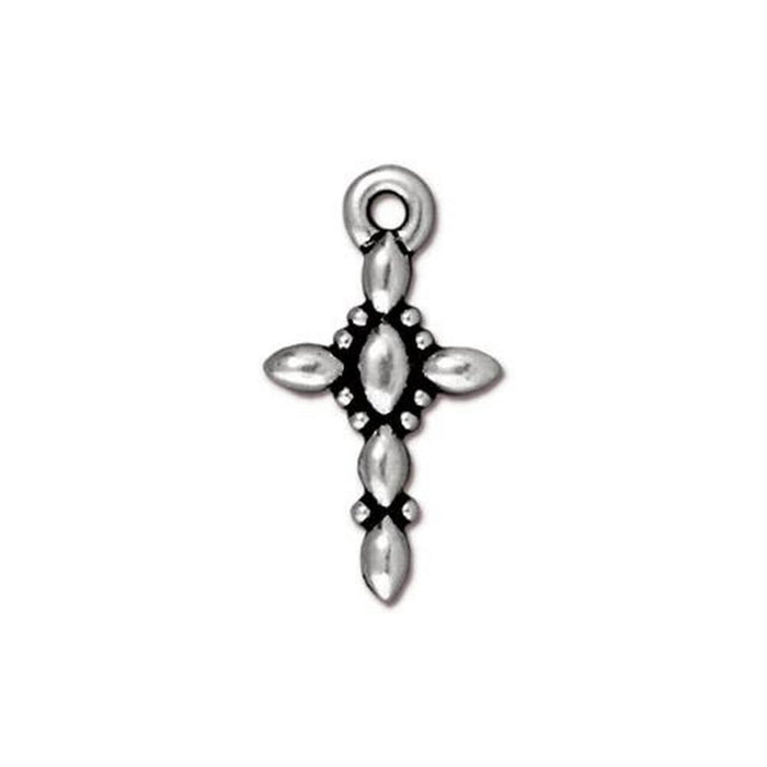 Charm-Anhänger Retro Kreuz Antik-Qualität versilbert 19x10mm (1)