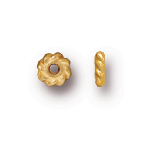 Rondelle Twist Bead Blume Flash Gold Metall 4.5x1mm (10)