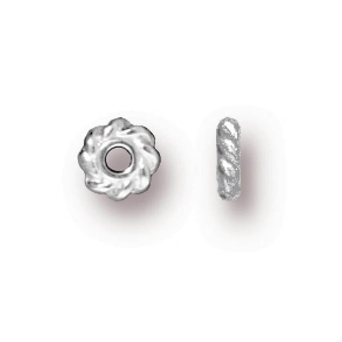 Rondelle Twist Bead Blume Versilbert 4.5x1mm (10)