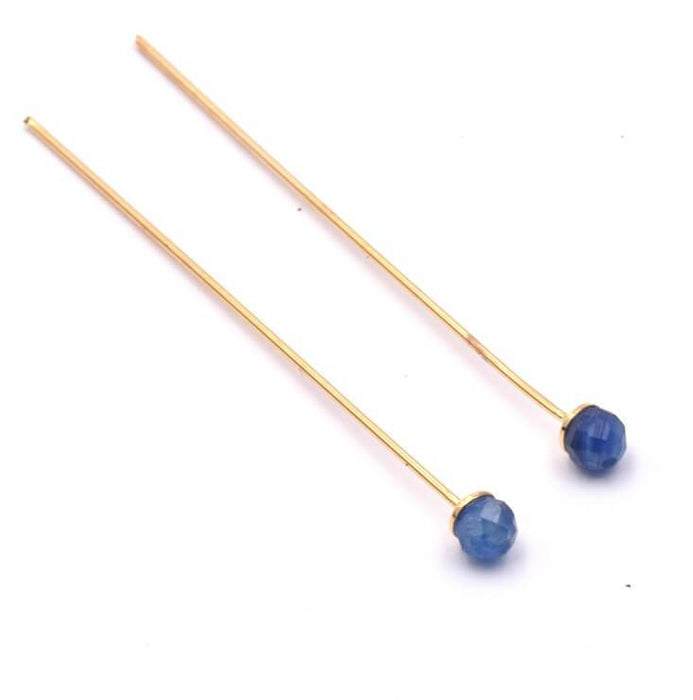 Clous Tiges doré or fin qualité 4,4cm Avec Sodalite à Facettes 3,5mm (2)