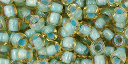 cc952 - perles de rocaille Toho 6/0 rainbow light topaz/sea foam lined (10g)