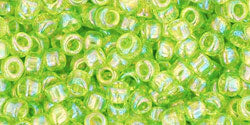 cc164 - perles de rocaille Toho 8/0 transparent rainbow lime green (10g)